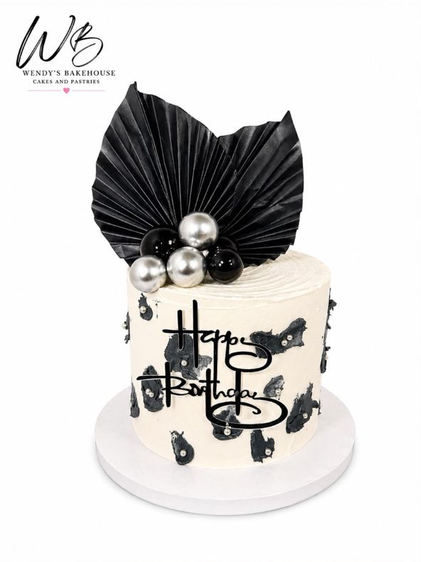 Monochrome Fan Celebration Cake